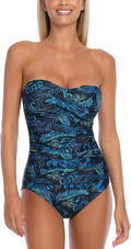 Tummy Control One Piece Swimsuit for Women - Strapless Bandeau Fit