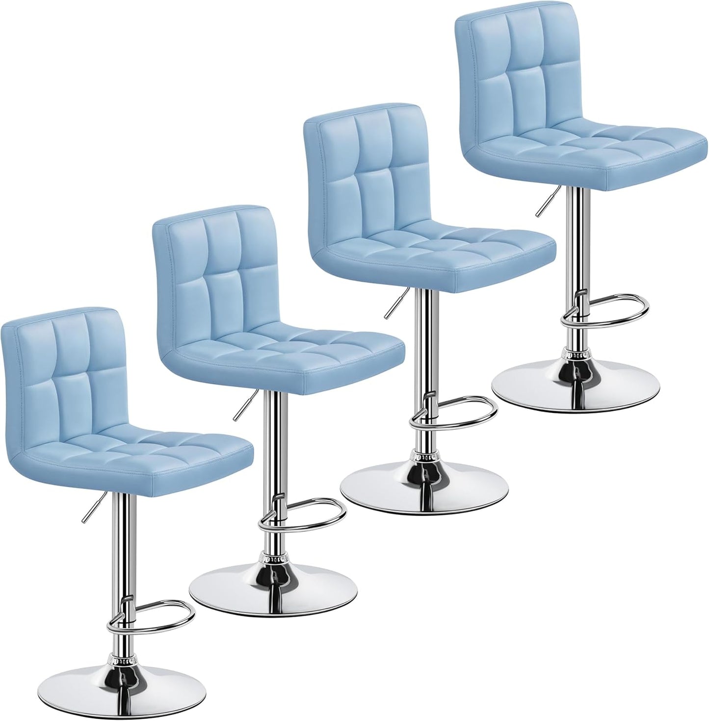 Yaheetech Adjustable PU Leather Swivel Bar Stools Set of 4