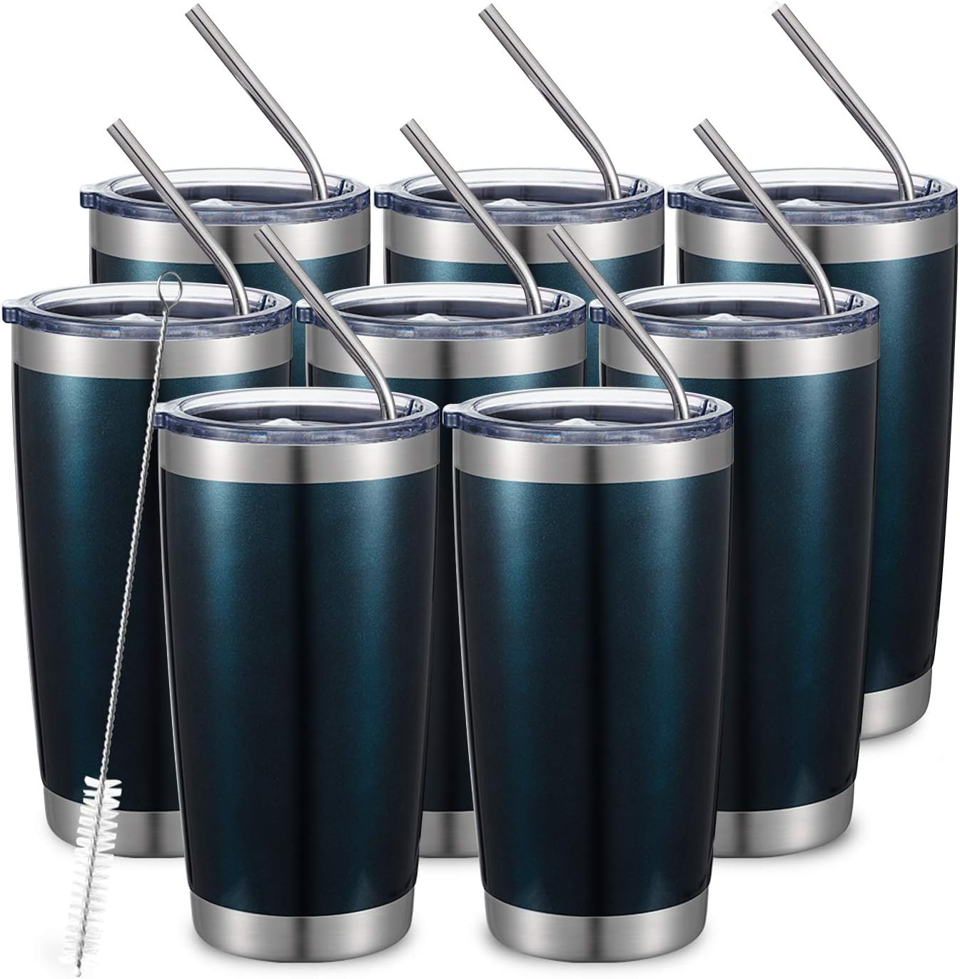 20oz Tumbler 8 Pack Double Wall Insulated Travel Mug Set