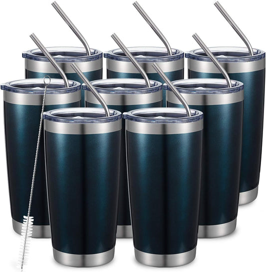 20oz Tumbler 8 Pack Double Wall Insulated Travel Mug Set
