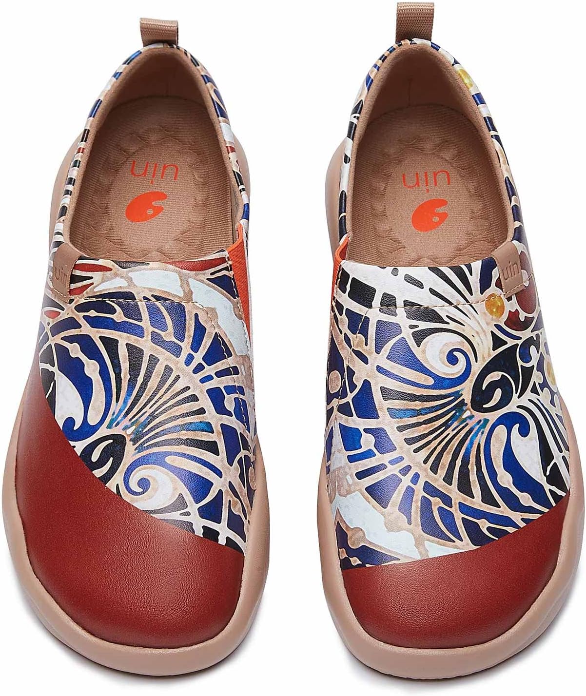 UIN Women's Fashion Floral Art Sneaker Canvas Slip-On Travel Shoes