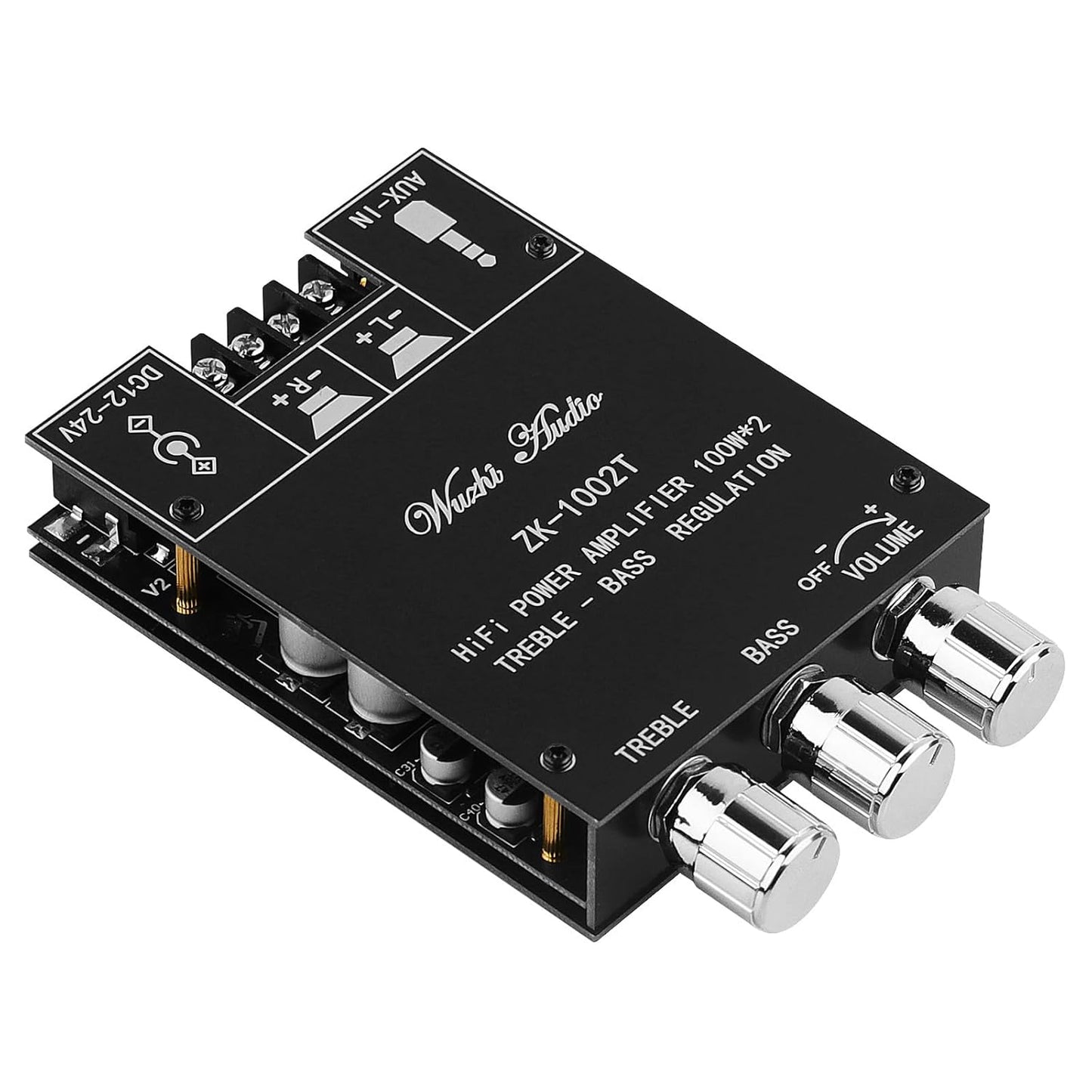 100W Stereo Bluetooth Amp w/ Treble/Bass Control