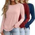 3 Pack Women's Long Sleeve Thumb Hole Tunics - Soft Cotton Blend