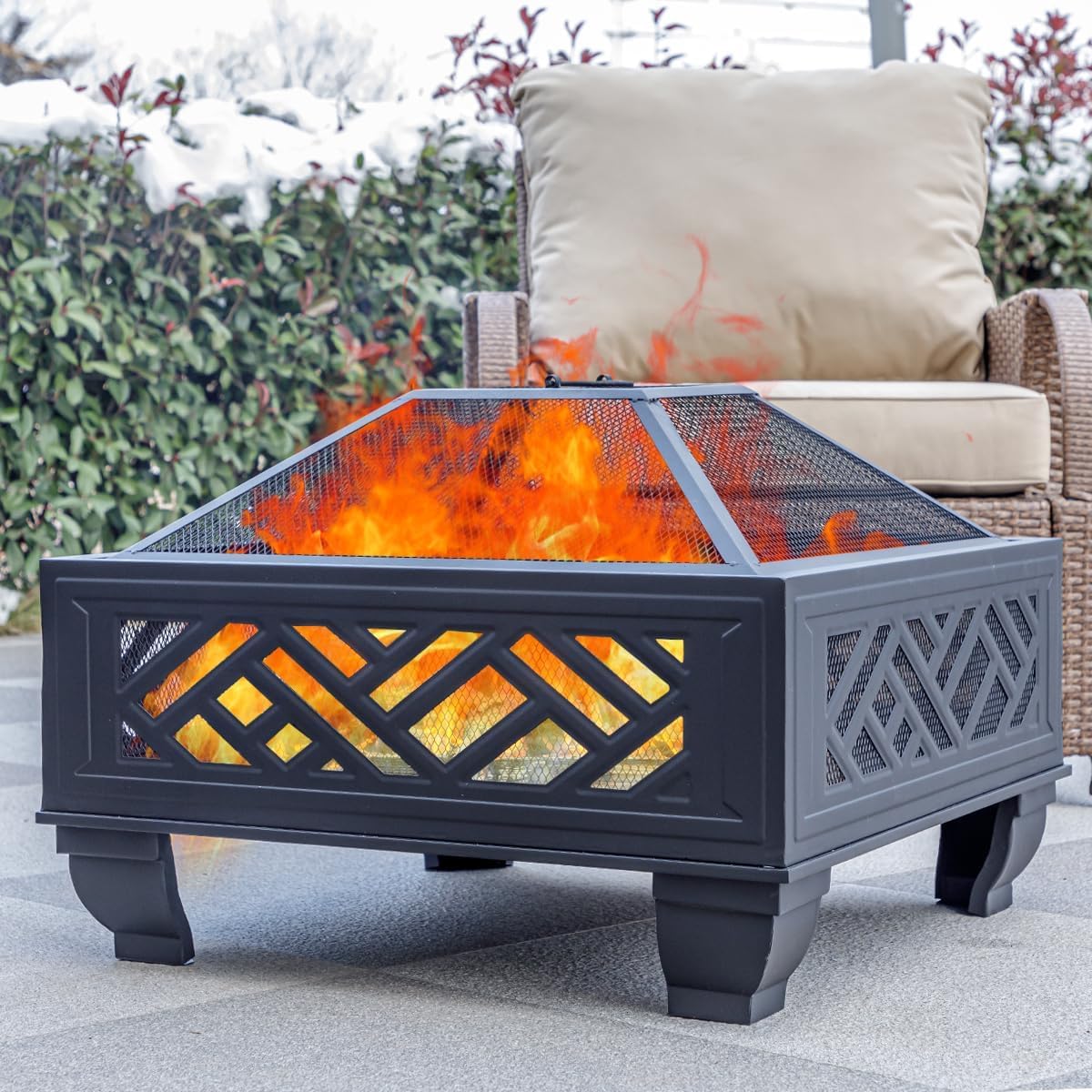 Breezz 26 Inch Wood Burning Fire Pit for Outdoor Gatherings