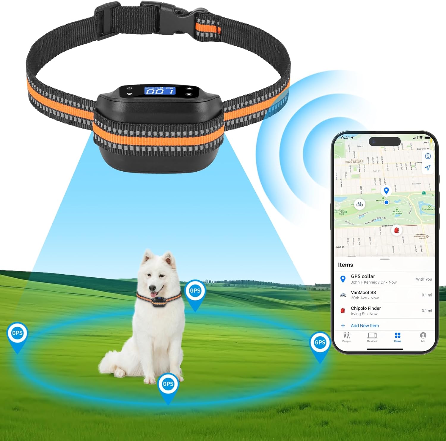 TTPet GPS Wireless Dog Fence - Rainproof, Rechargeable, Multi-Correction - Find My App Compatible