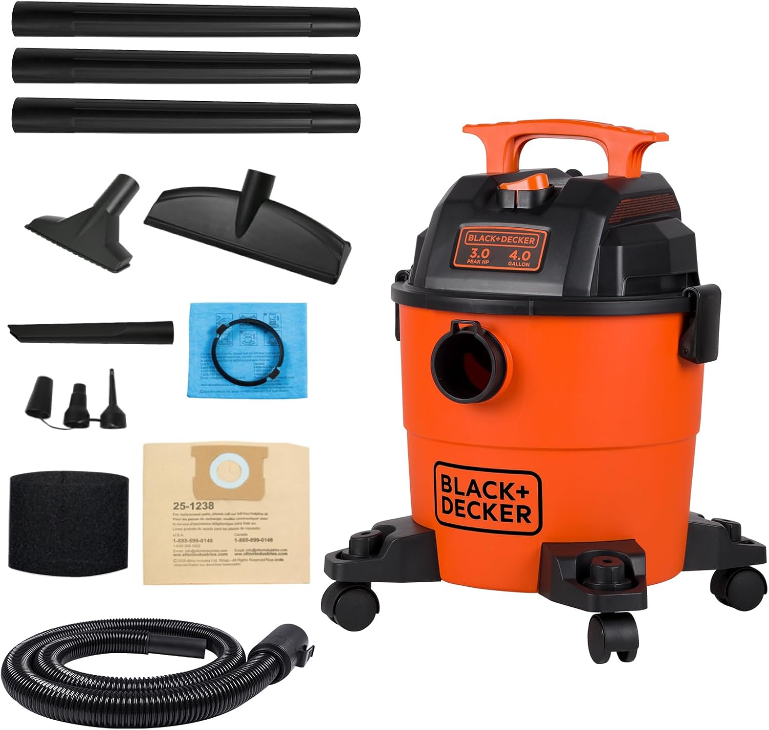 BLACK+DECKER 4 Gallon 3-in-1 Portable Shop Vacuum Cleaner
