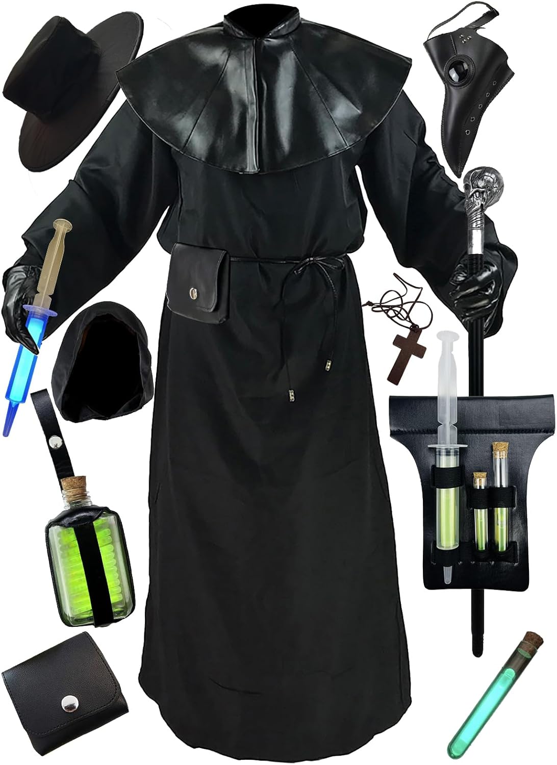 Plague Doctor Costume Cloak Robe for Halloween and Cosplay