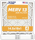 MERV 13 Air Filter 14.5x19x1 Pleated 4-Pack for HVAC Systems