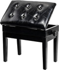 Adjustable Piano Bench with Storage and Padded Cushion - Comfortable