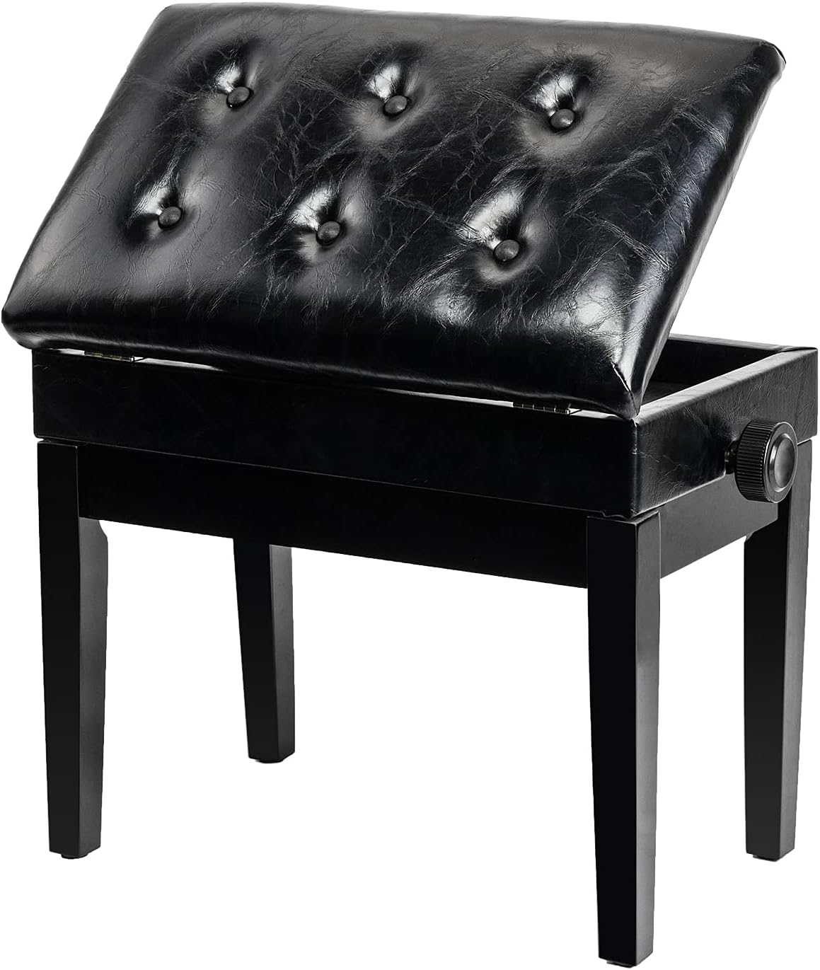 Bonnlo Adjustable Black Piano Bench with Storage for Comfort