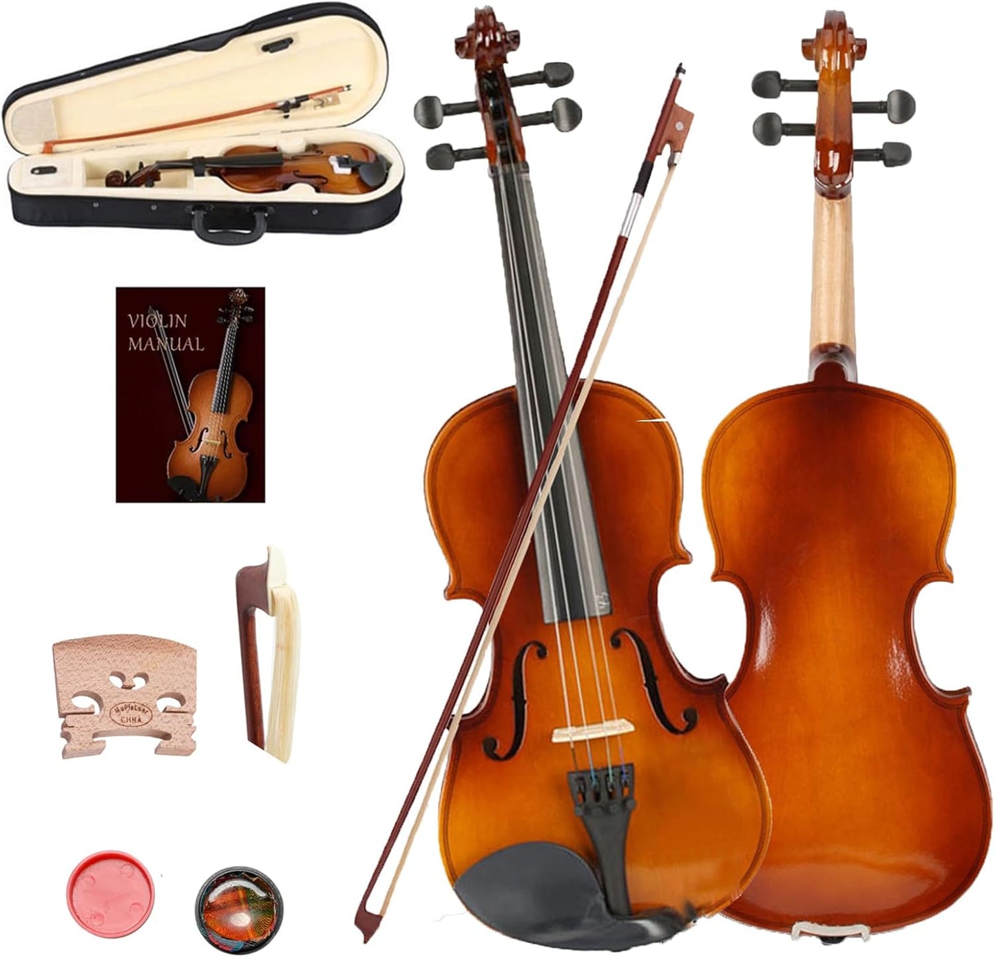 Kids 1/4 Acoustic Violin Set for Beginners Ages 5-9 - Natural