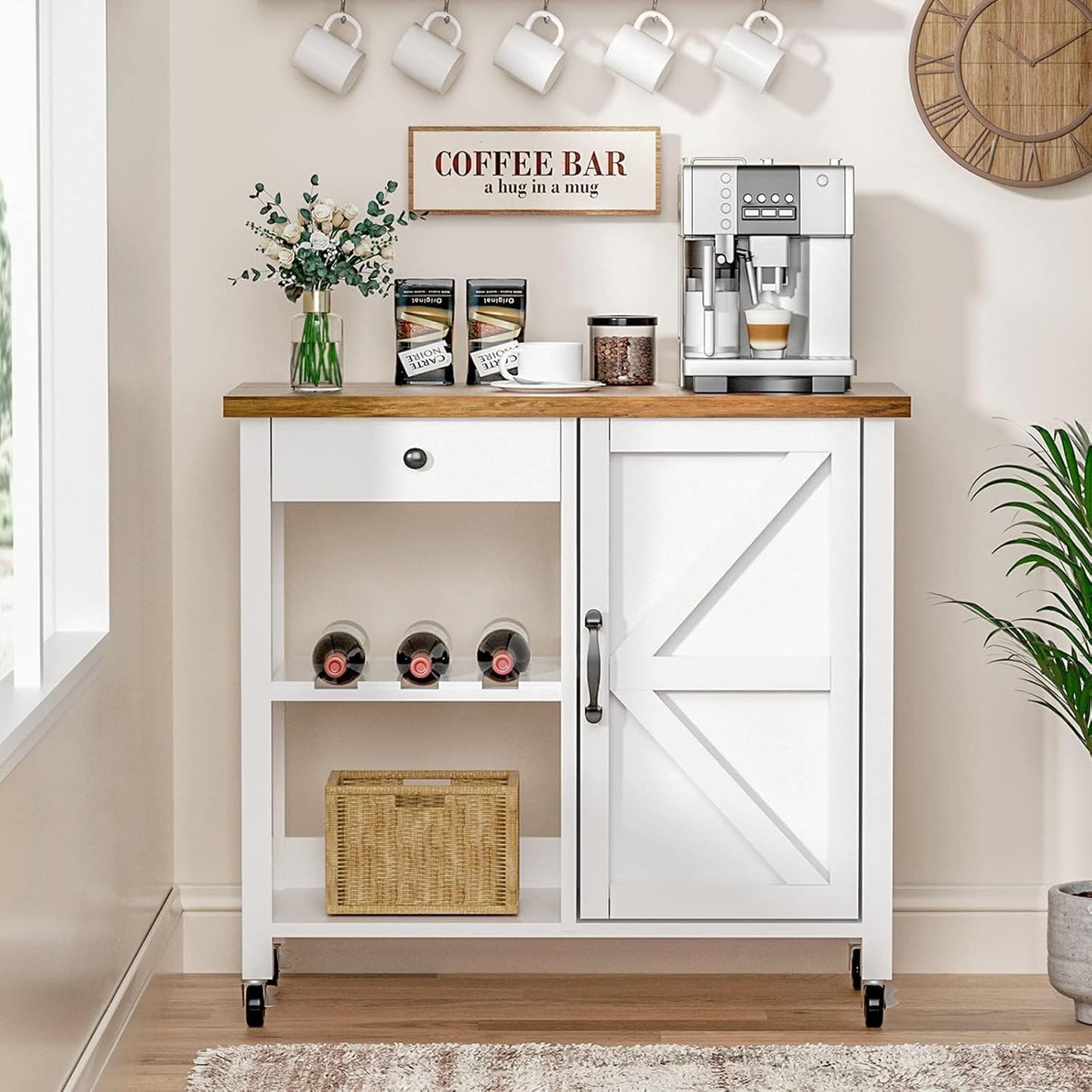 Space-Saving White Kitchen Island Cart