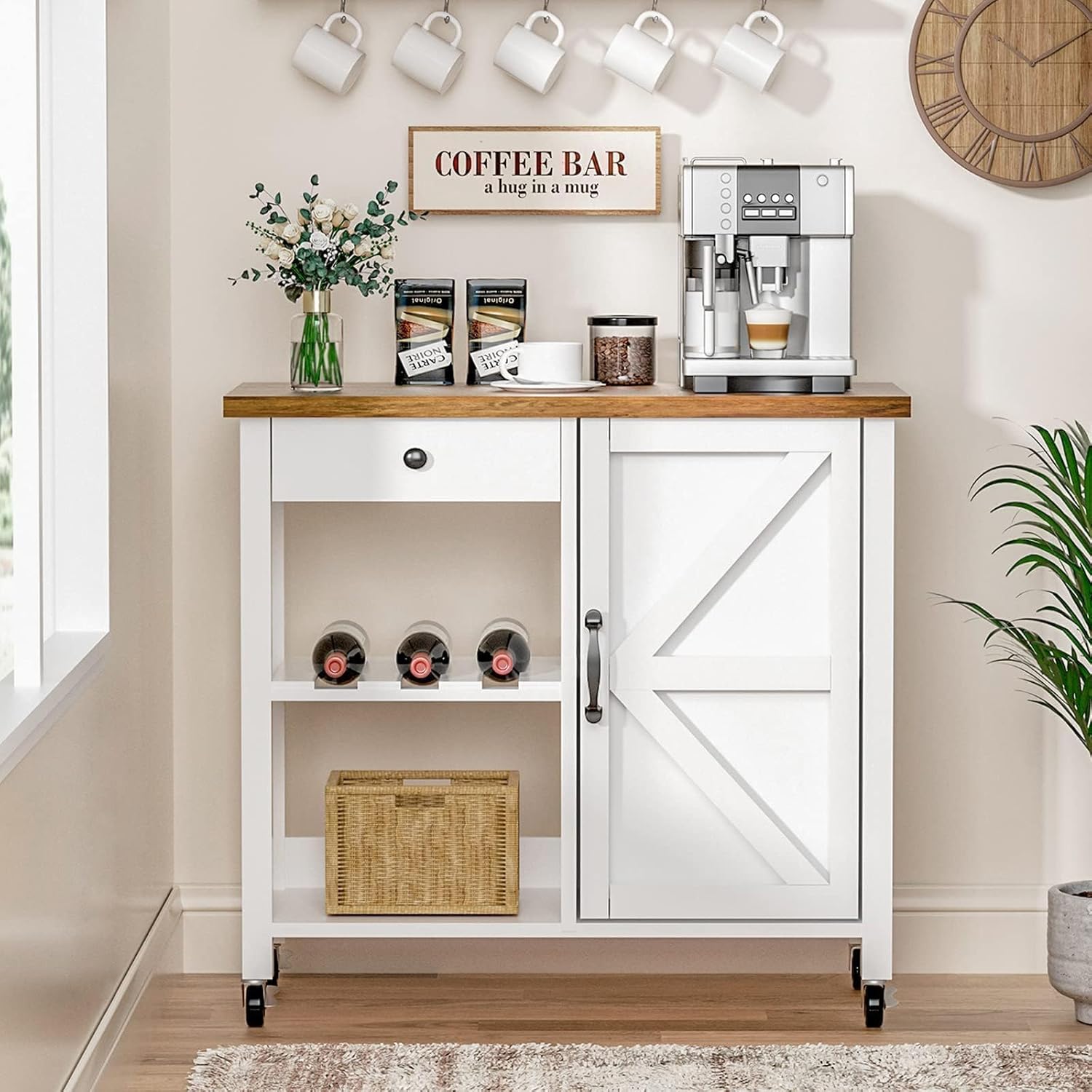 Space-Saving White Kitchen Island Cart