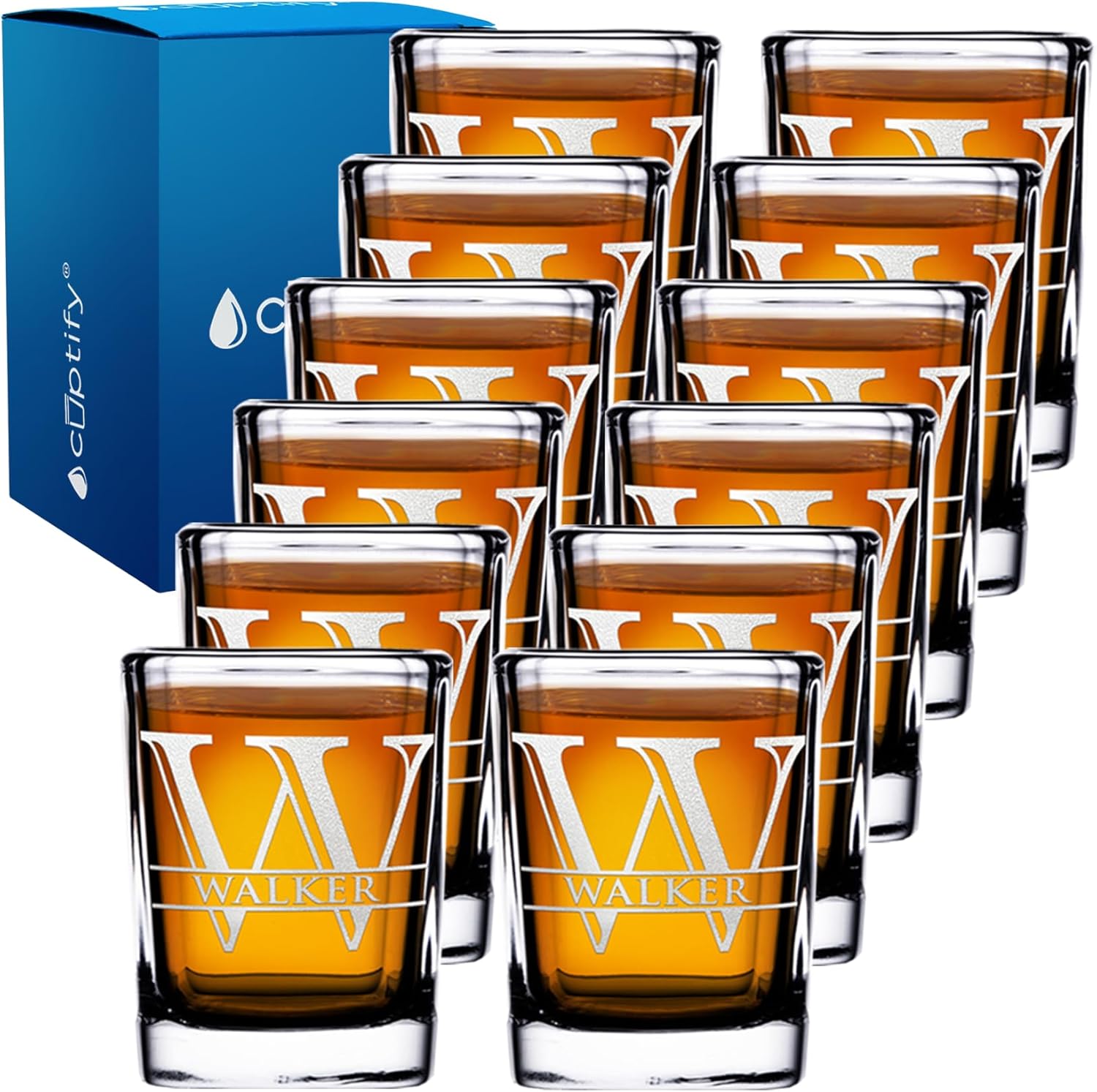 Personalized Square Shot Glasses Set of 12 for Any Occasion