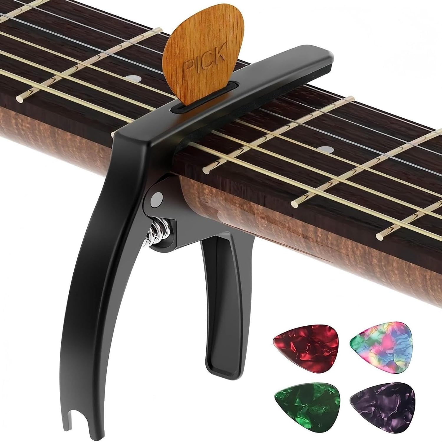TANMUS 3-in-1 Zinc Capo for Guitar: Hold, Play, Repeat