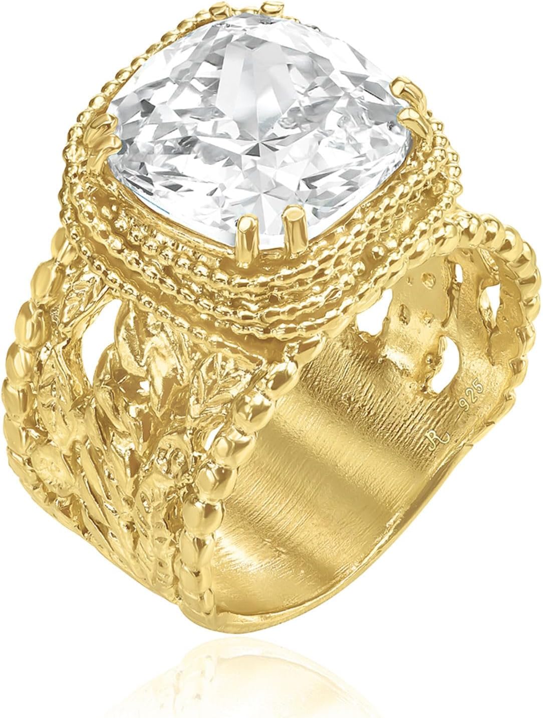 925 Sterling Silver & 14K Gold Plated Vintage Ring for Women