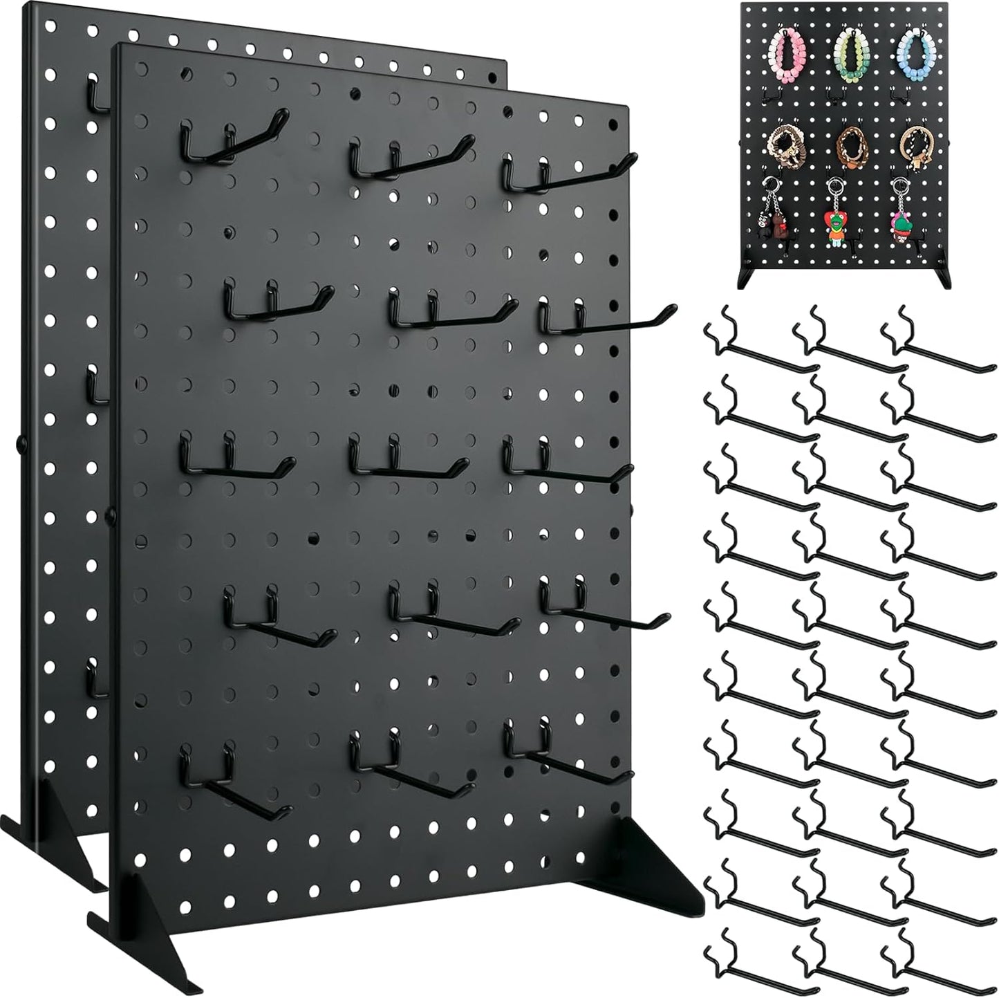 2Pcs Pegboard Display Stand with Hooks for Craft Shows & Fairs