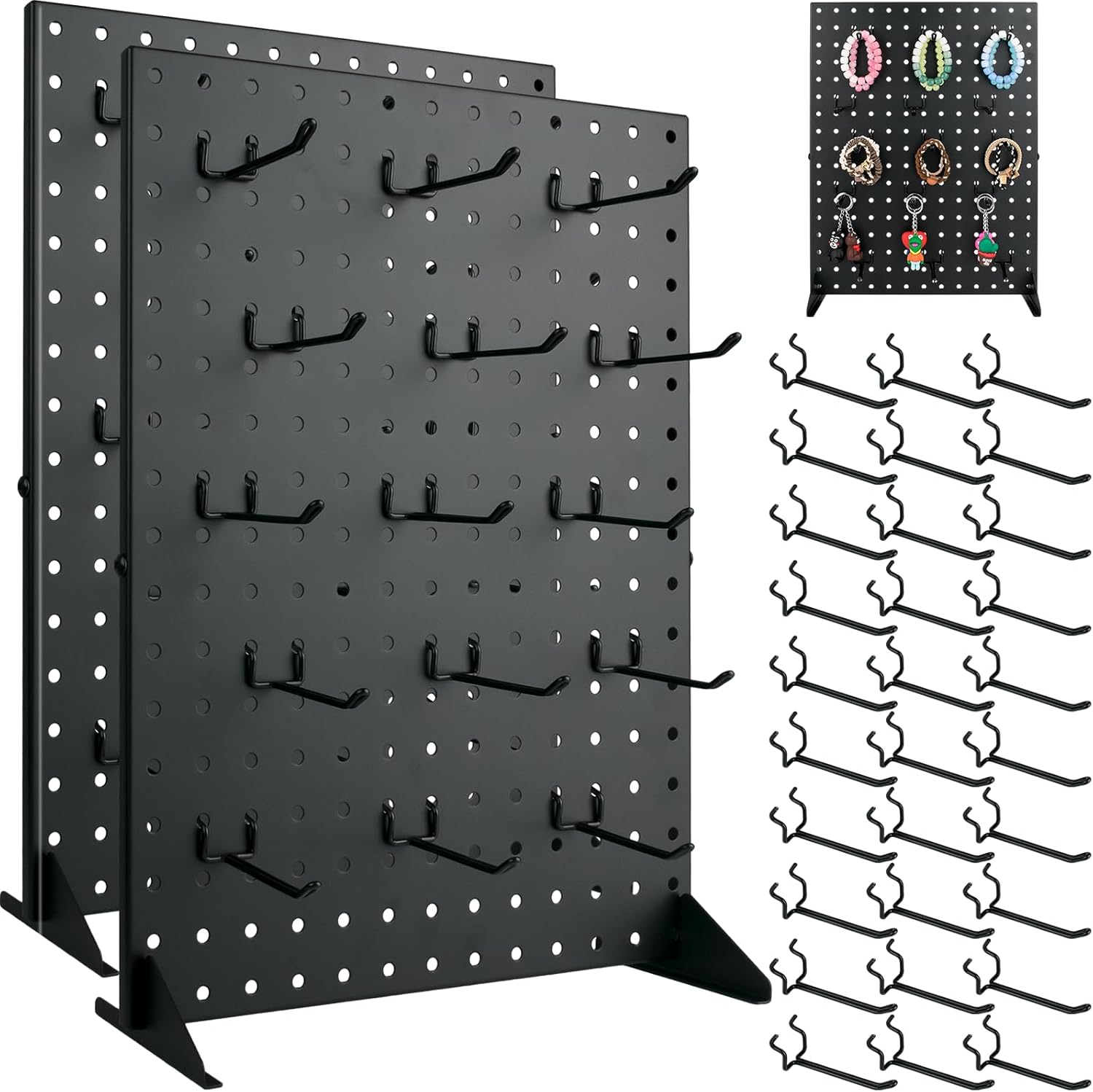 2Pcs Pegboard Display Stand with Hooks for Craft Shows & Fairs