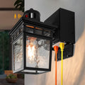 Porch Light Outdoor with GFCI Outlet - Dusk to Dawn Motion Sensor