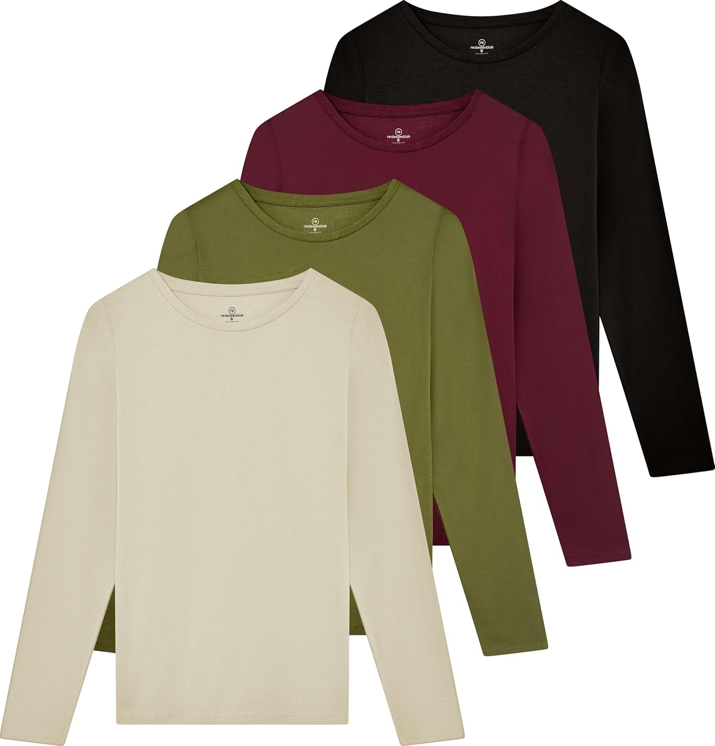 Real Essentials Women's Cotton Classic-Fit Long-Sleeve T-Shirt