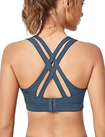 High Support Sports Bra for Plus Size Women with Criss Cross Back