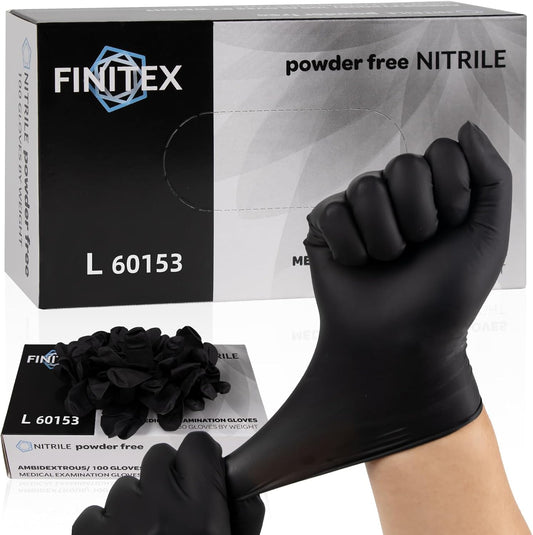 100PCS Black Nitrile Gloves - Latex-Free & Powder-Free for Cleaning & Medical Use!