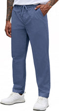 Mens Casual Drawstring Chino Pants - Comfortable Tapered Cotton Fit