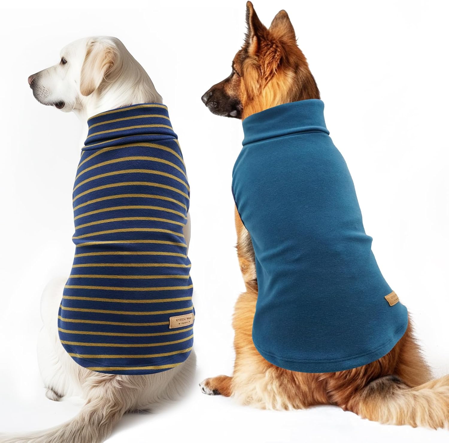 KYEESE 2Pack Dog Sweater Turtleneck Coats for Large Dogs