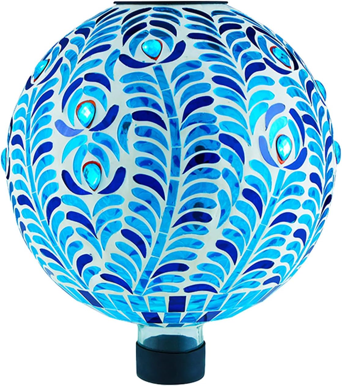 VOREEN Solar Gazing Ball - 10in Mosaic Glass Garden Decor