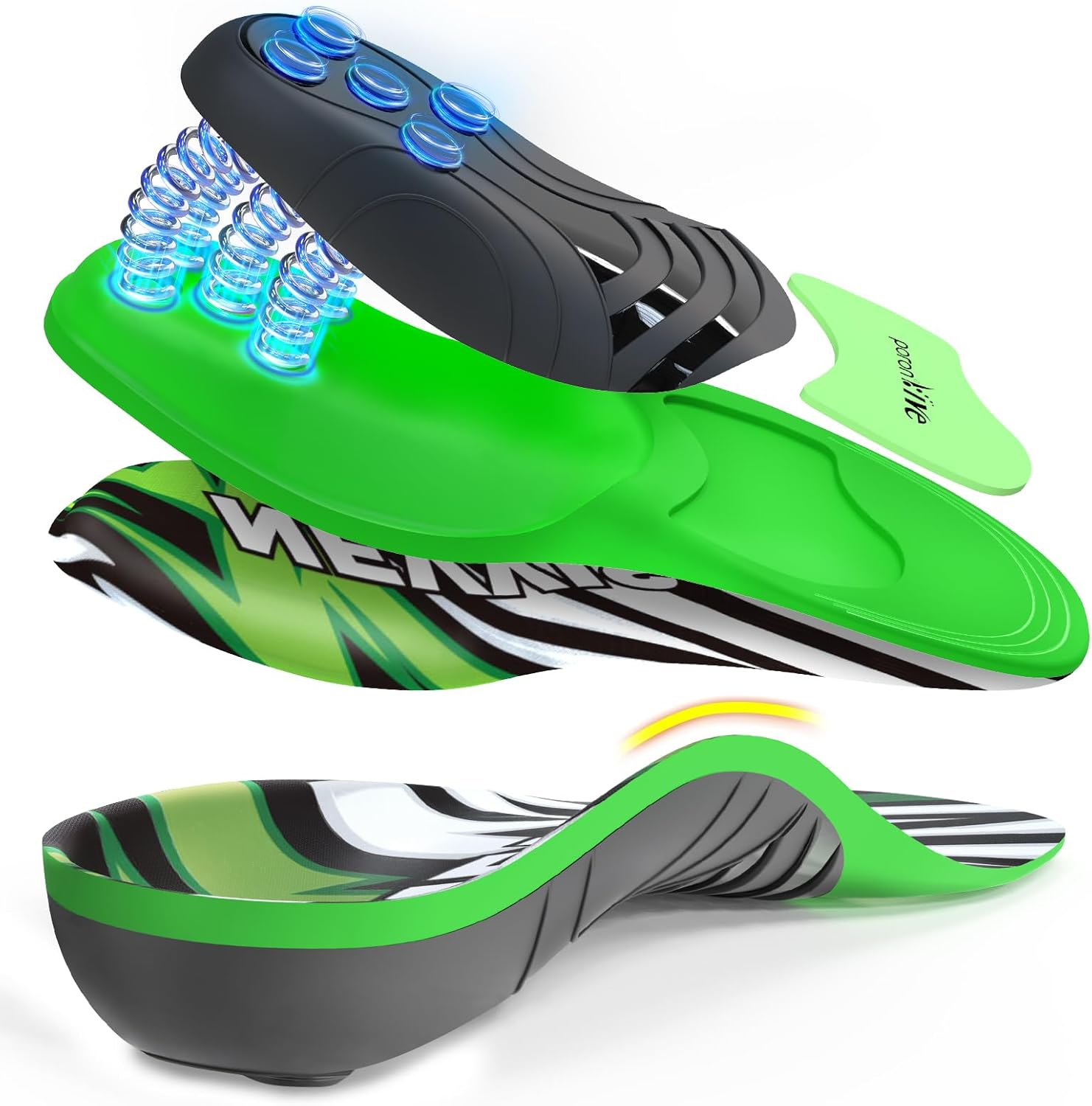 Dynamic Spring Insoles for Plantar Fasciitis Relief and Support