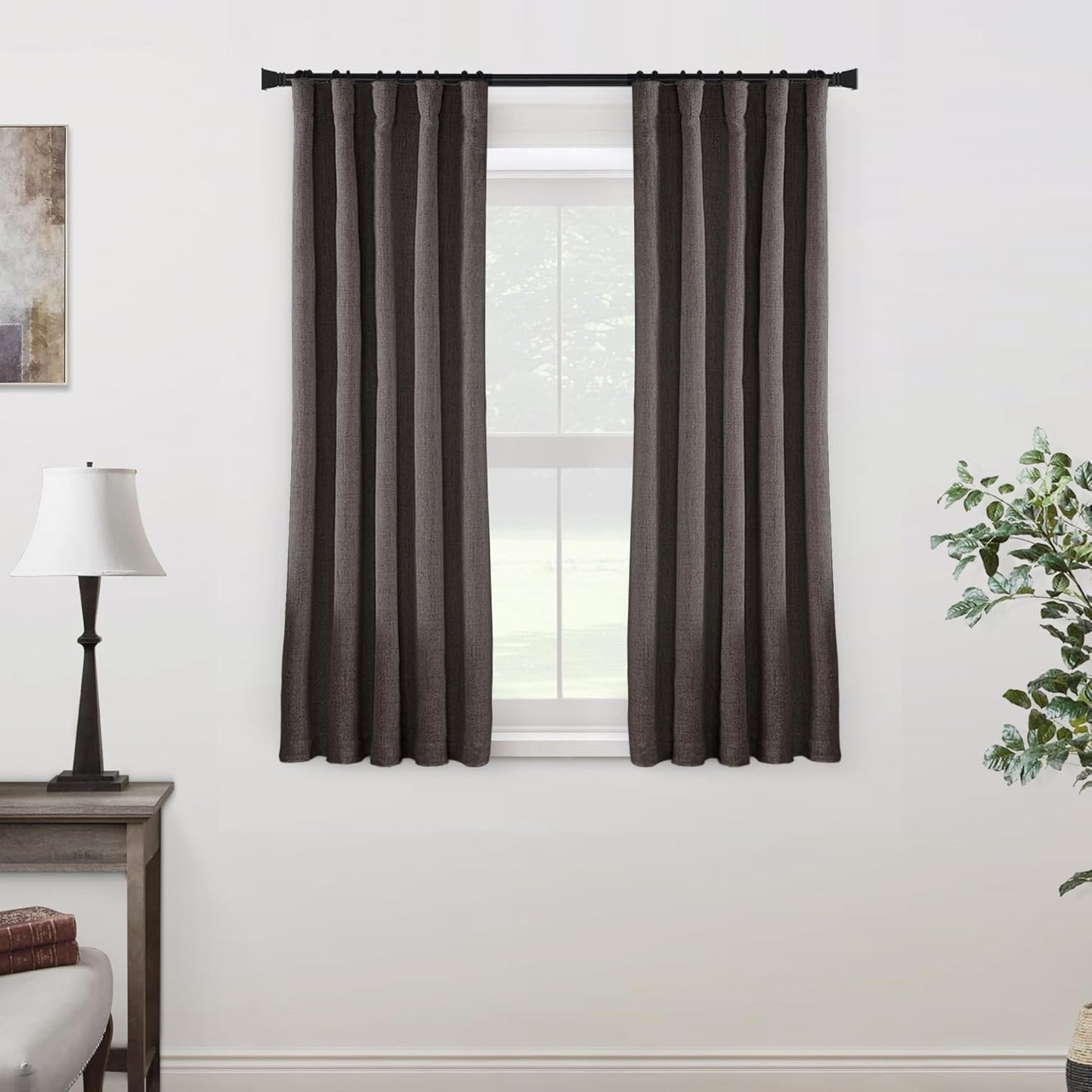 Dark Brown Short Curtains 45 Inch Length for Modern Decor