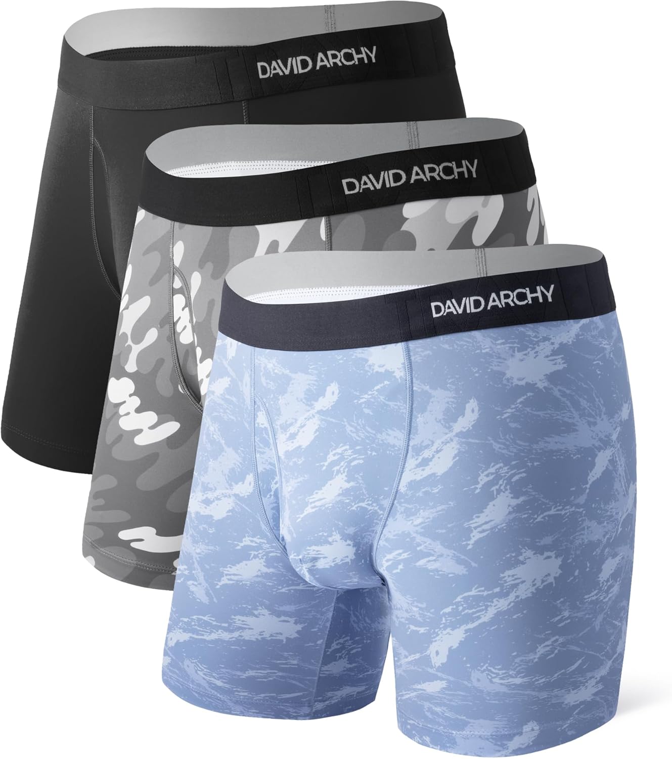 DAVID ARCHY Mens Performance Boxer Briefs with 3D Support Pouch