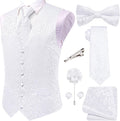 Hi-Tie Men's Silk Vest Bowtie Set 7PCS - Formal Wedding Wear