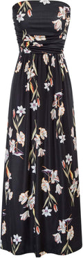 GRACE KARIN Women Strapless Maxi Dress - Flattering Ruched Casual Fit