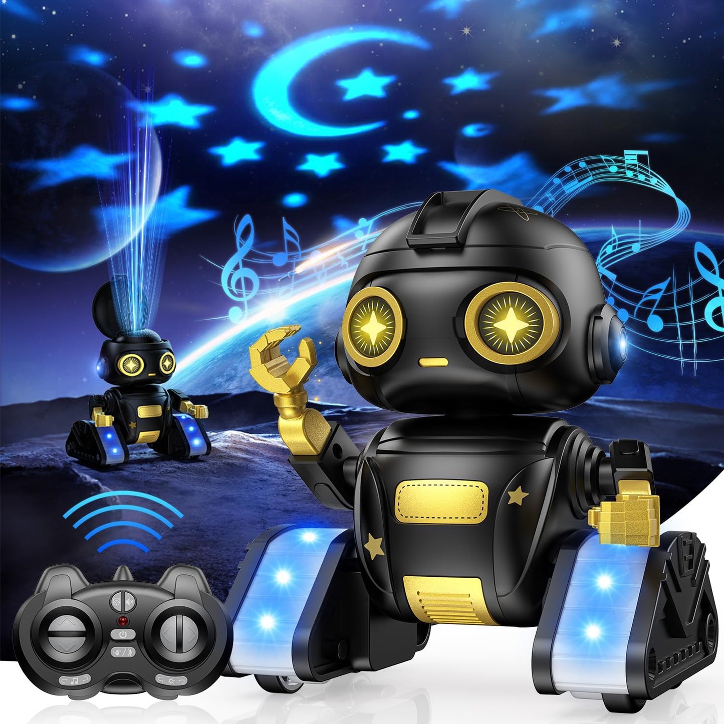 Interactive Gesture-Control Robot with Star Projector!