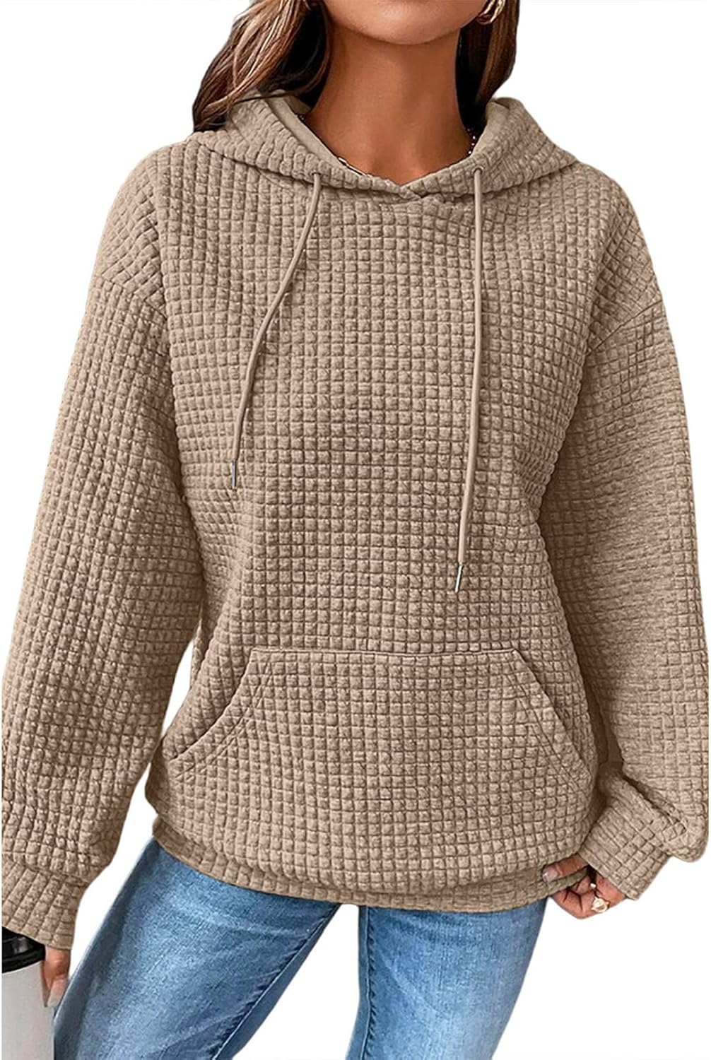 Cozy Waffled Hoodie: SELINK Long Sleeve