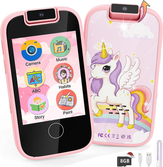 Interactive Toddler Smartphone: Dual Camera & Games - Pink