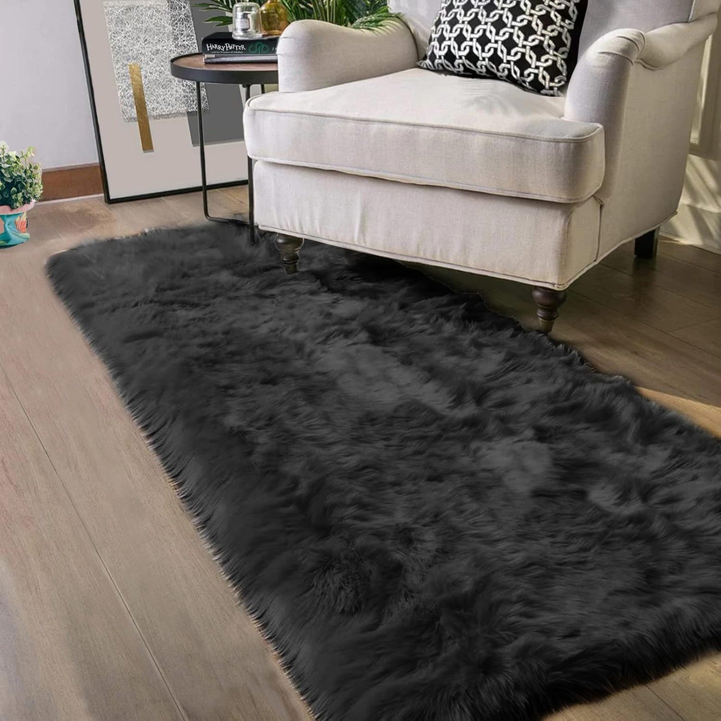 Latepis Black Runner 2x5 Washable Rug for Soft Fluffy Decor