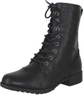 Forever Link Womens Combat Boots Round Toe Knit Ankle Cuff - Low Heel