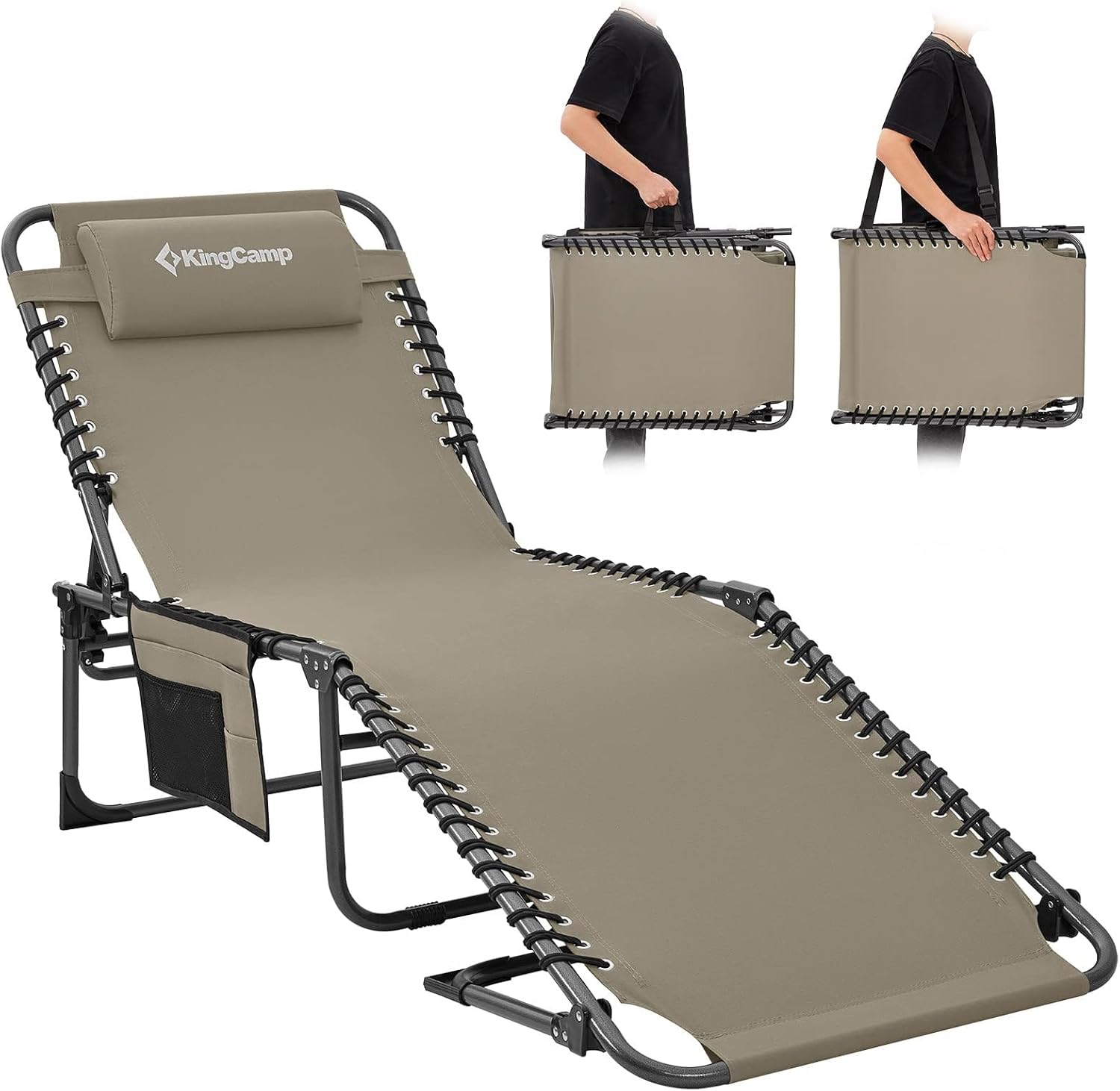KingCamp Lounge Chair Outdoor - Portable Adjustable Tanning Lounger