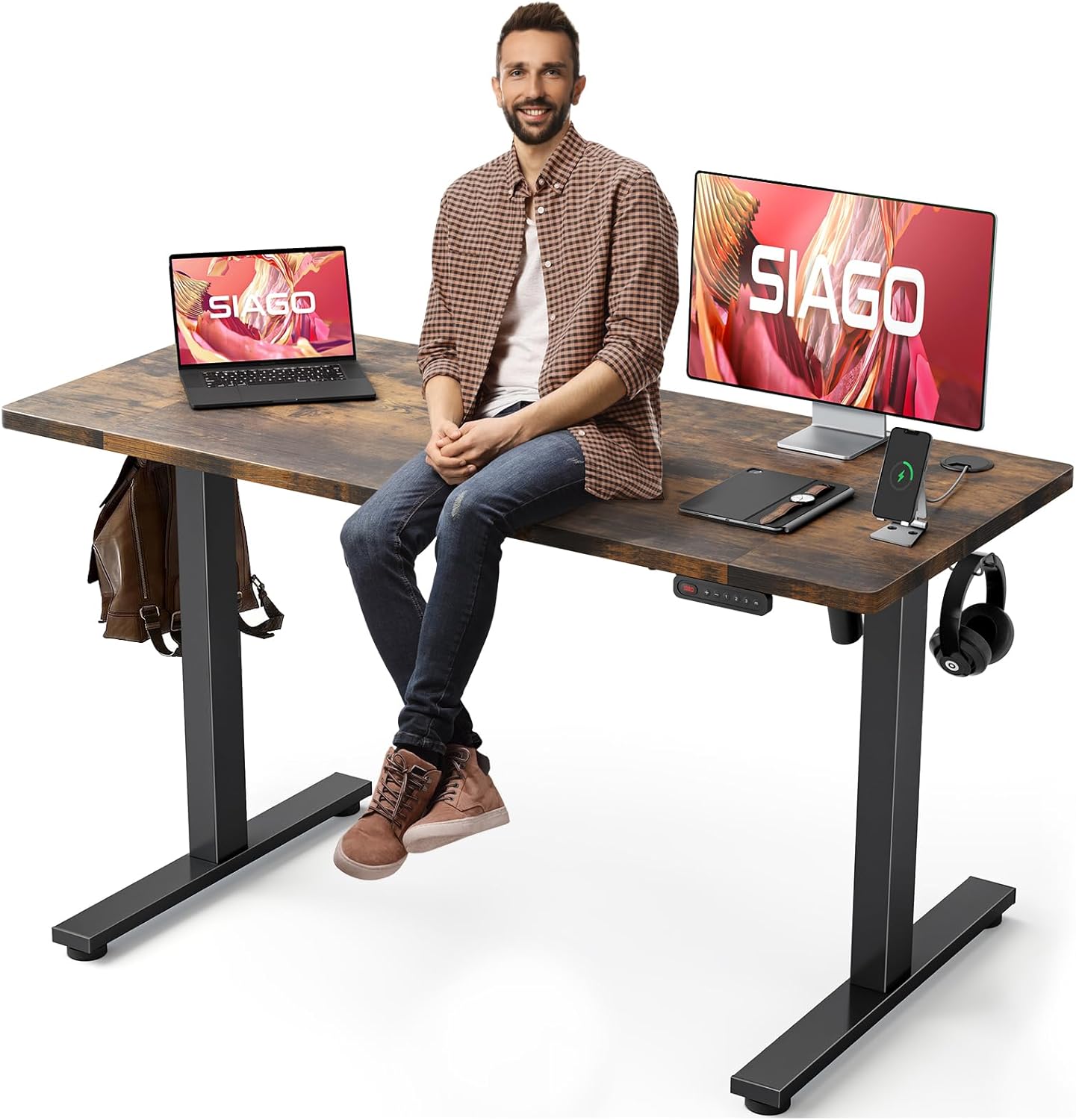 SIAGO Electric Standing Desk Adjustable for Comfort and Stability