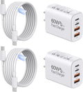 60W USB C Charger 2-Pack with 10ft Cables - Fast Multiport Charging