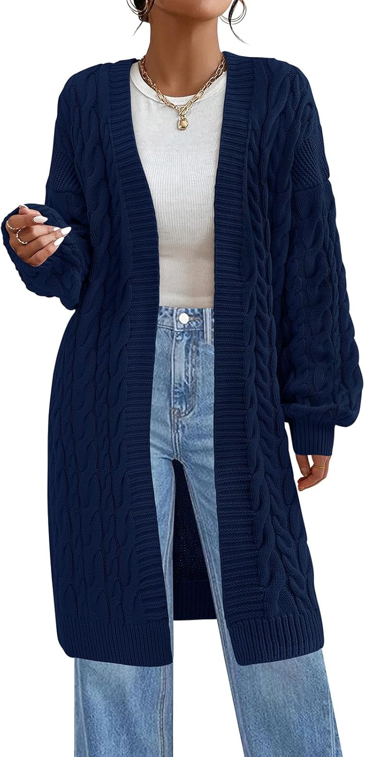 PRETTYGARDEN Long Sleeve Open Front Chunky Cardigan Sweater