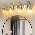 4-Light Brushed Nickel Vanity Light with Clear Glass Shade - Modern