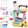 deAO Kids Cleaning Set for Toddlers Pretend Play - 17 PCS Cart