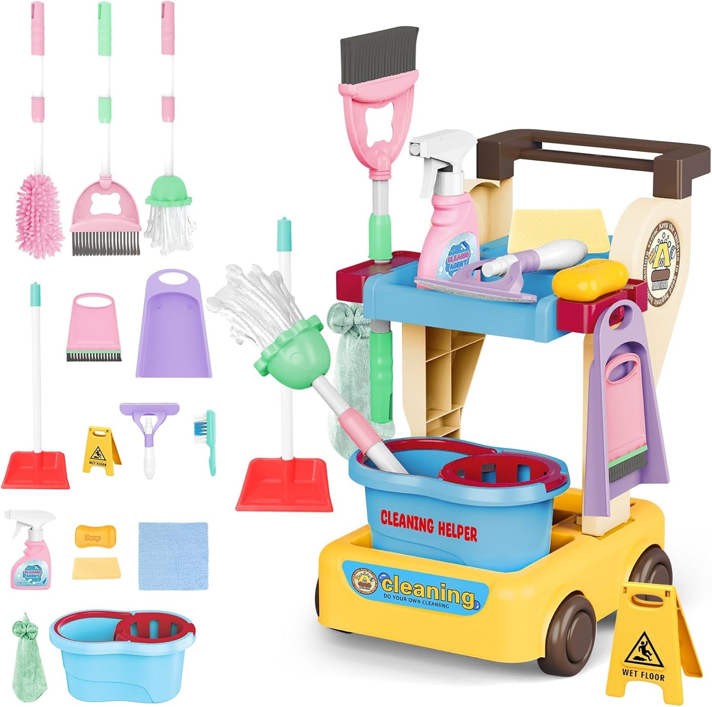 deAO Kids Cleaning Set for Toddlers - 17 PCS Pretend Play Set