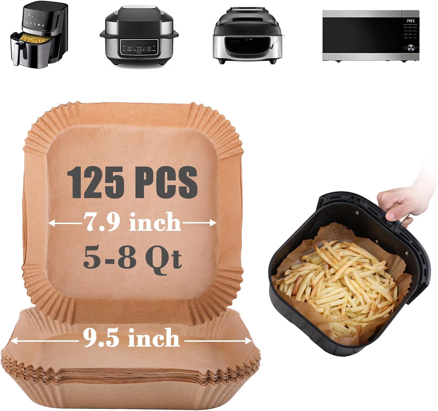 GOAUS Large Air Fryer Liners 7.9 inch Non-stick