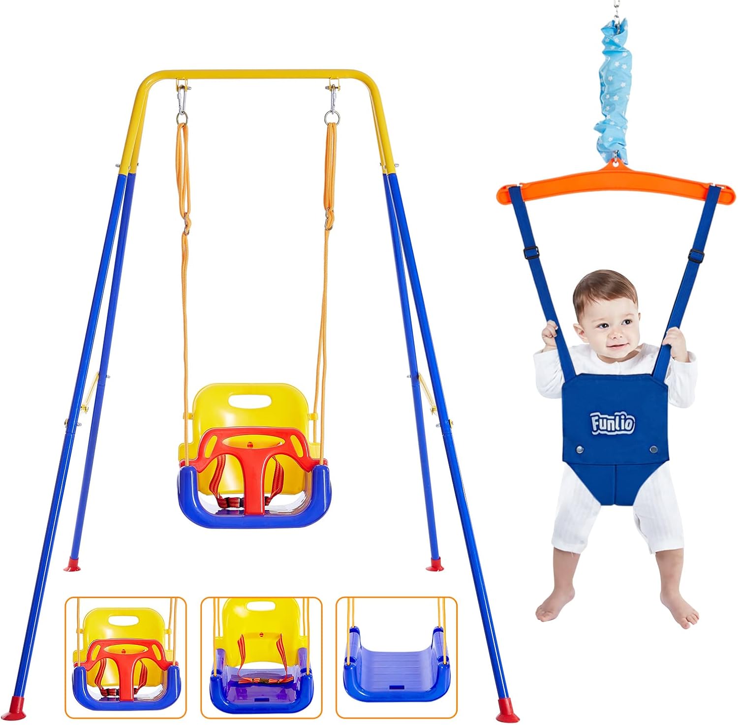 FUNLIO 2 in 1 Swing Set for Toddler & Baby Jumper Fun