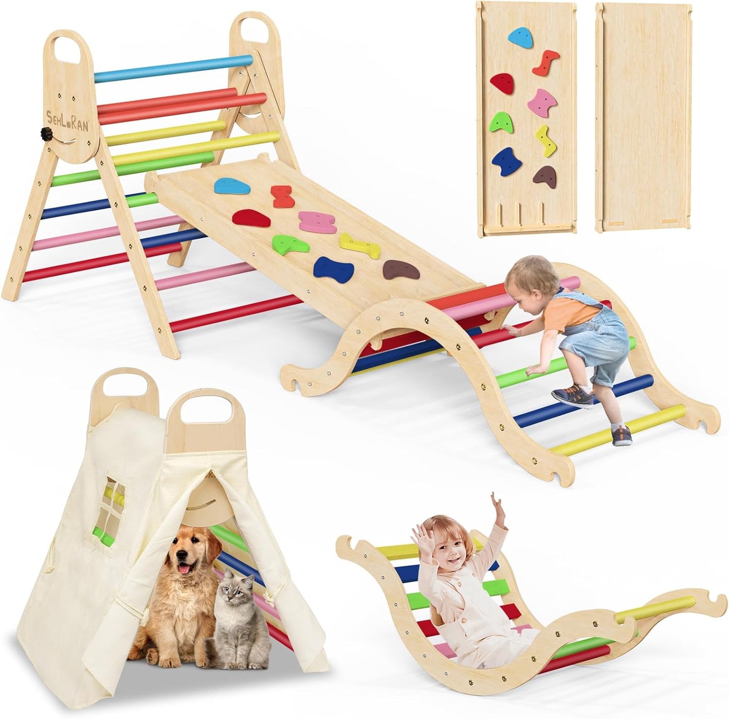 Pikler Triangle Set for Kids - 8 in 1 Climbing Toys Fun