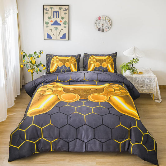NTBED Gold Game Console Comforter Set for Kids and Teens